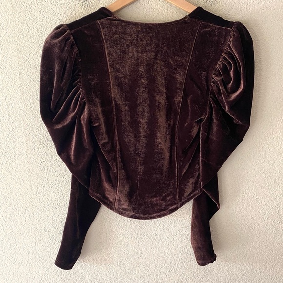 Free People Hold Me Brown Velvet Top XS - Picture 3 of 11